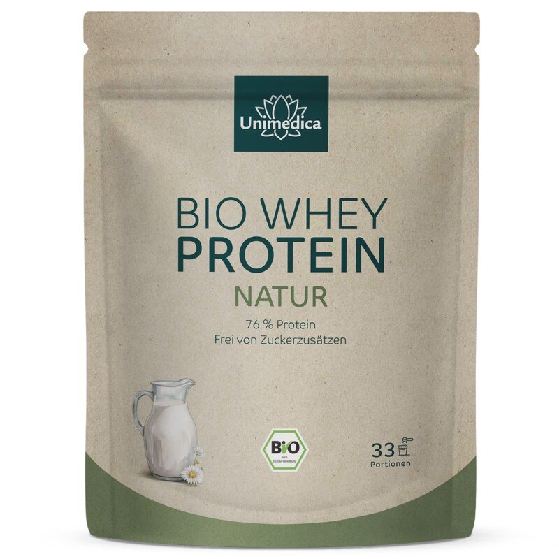 Bio Whey Protein - Natur - 76 % Protein - 1 kg - von Unimedica
