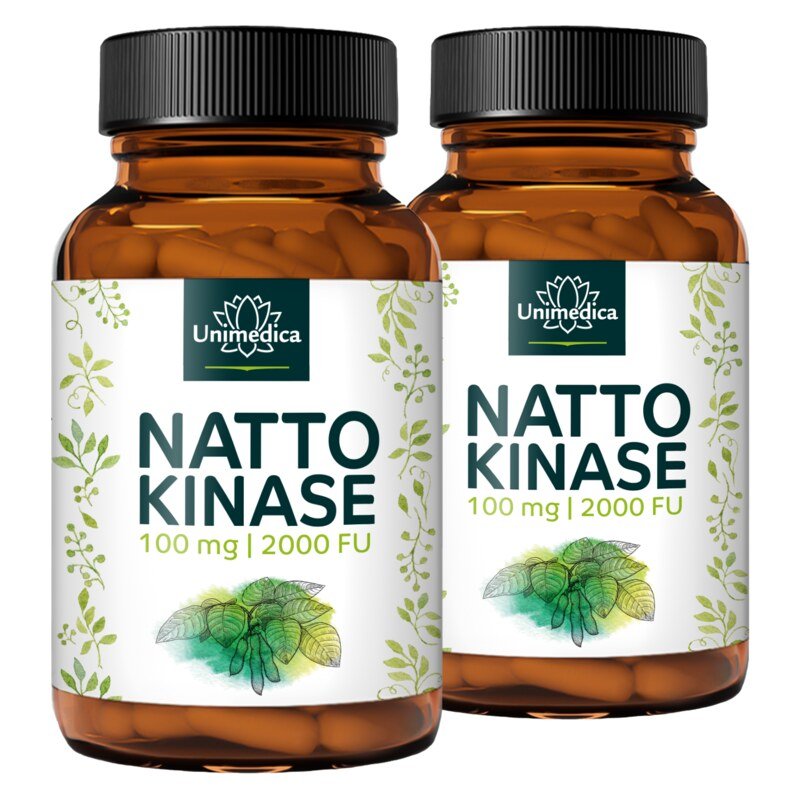 2er-Sparset: Nattokinase - 100 mg / 2000 FU pro Tagesdosis (1 Kapsel) - 180 Kapseln - von Unimedica