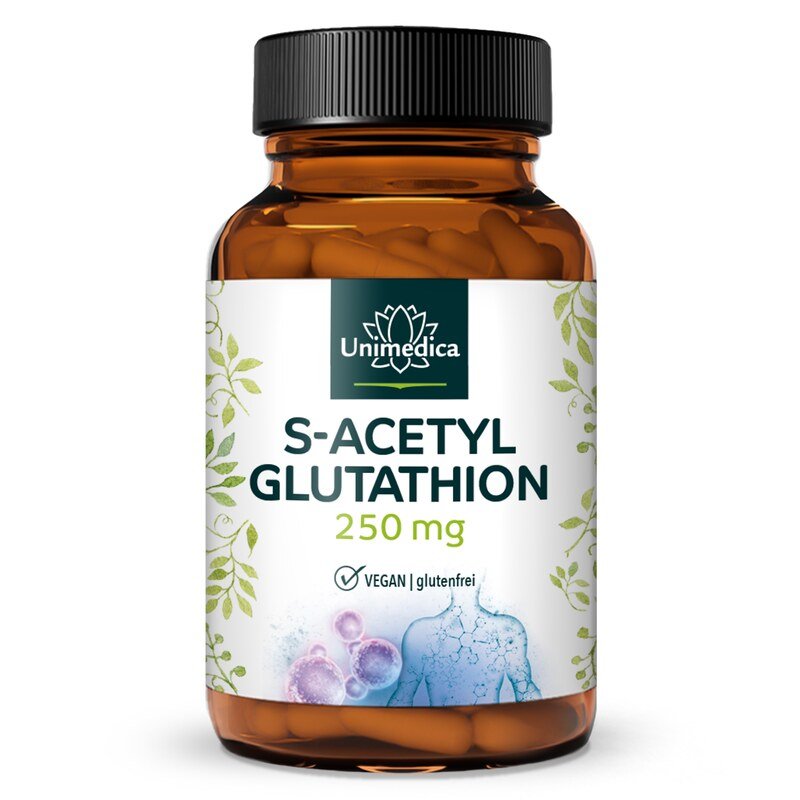 S-Acetyl-Glutathion - stabile Glutathionform - 250 mg pro Tagesdosis (1 Kapsel) - hochdosiert - 60 Kapseln - von Unimedica