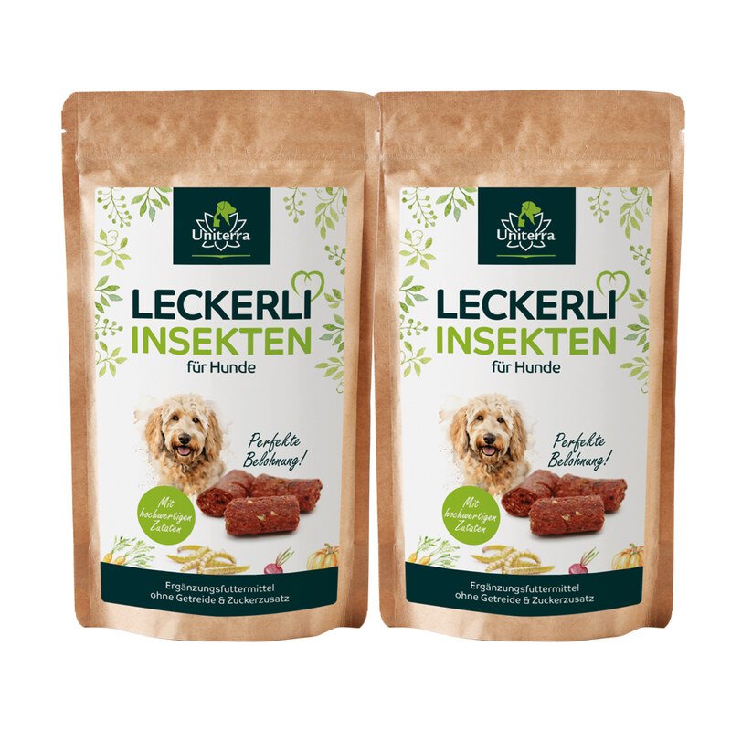 2er-Sparset: Leckerli Insekten für Hunde - natürliche Hundesnacks mit hochwertigem Protein - Ergänzungsfuttermittel - 2 x 150 g - von Uniterra