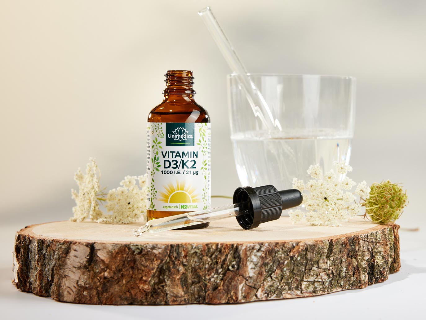 Vitamin D3 / K2 MK7 All-trans - K2VITAL® - D3 1000 I.E. 25 µg  / K2 21 µg pro Tagesdosis (täglich 1 Tropfen) - 50 ml - von Unimedica