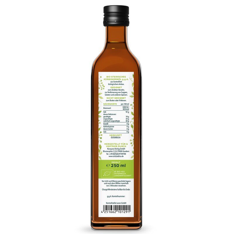 Bio Steirisches Kürbiskernöl - 250 ml - von Unimedica