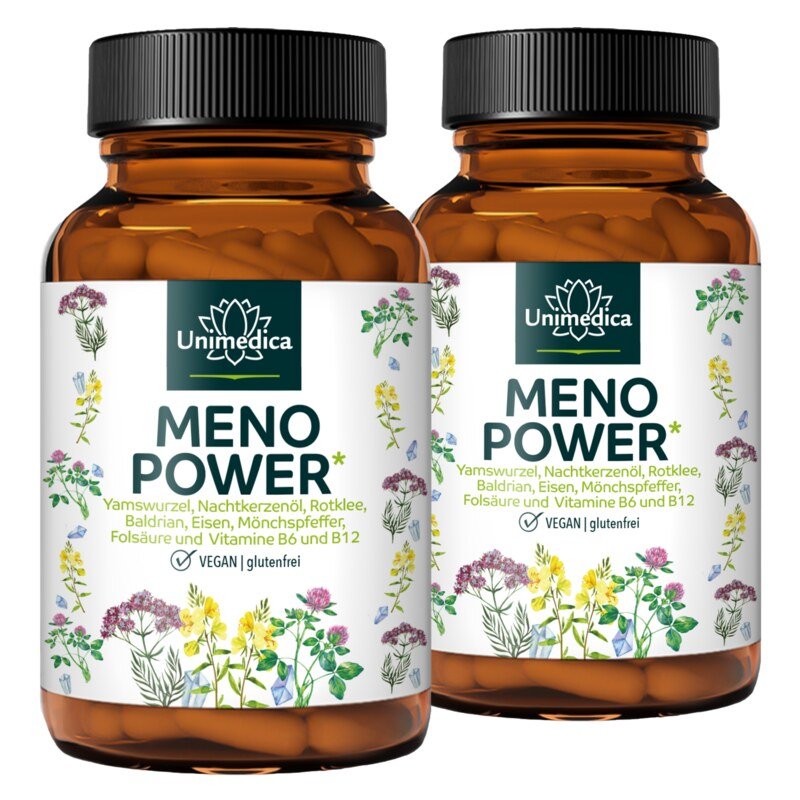 2er-Sparset: Menopower* - Hormon-Balance-Komplex mit Yamswurzel, Nachtkerzenöl, Eisen und B-Vitaminen - 2 x 90 Kapseln - von Unimedica