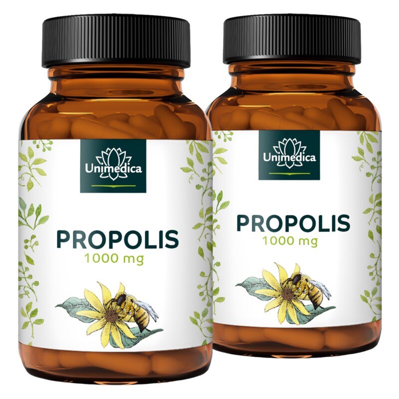 2er-Sparset: Propolis Kapseln - 1000 mg Polyphenole pro Tagesdosis (2 Kapseln) - 2 x 60 Kapseln - von Unimedica