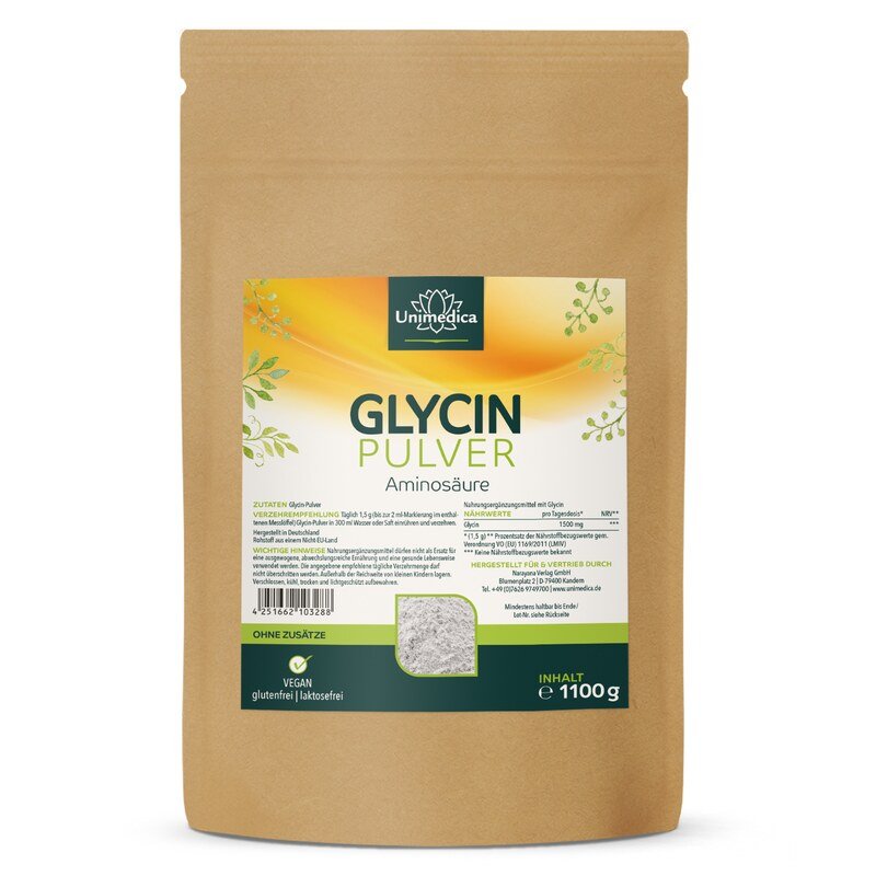 Glycin Pulver - Aminosäure - 1.500 mg pro Tagesdosis (1 Messlöffel) - 1.100 g - von Unimedica