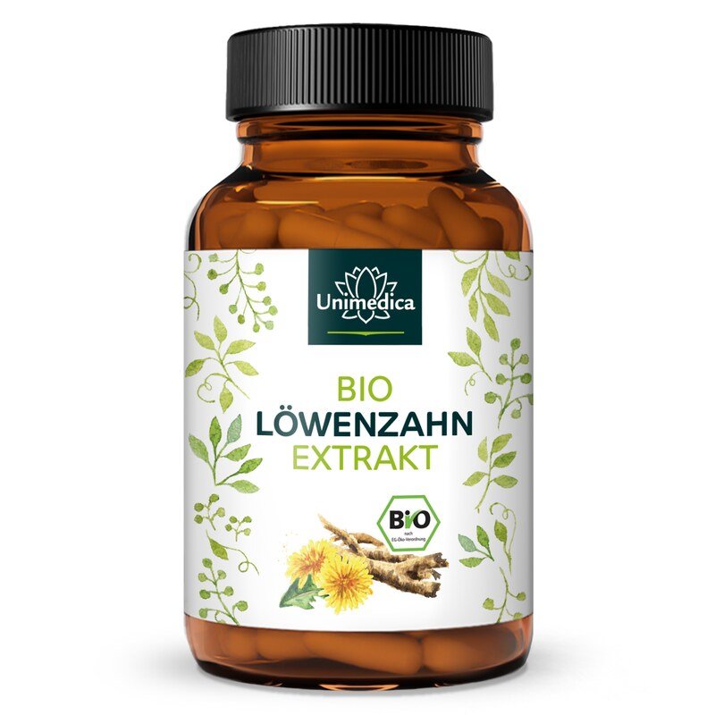 Bio Löwenzahn Extrakt - 500 mg pro Tagesdosis (1 Kapsel) - 120 Kapseln - von Unimedica