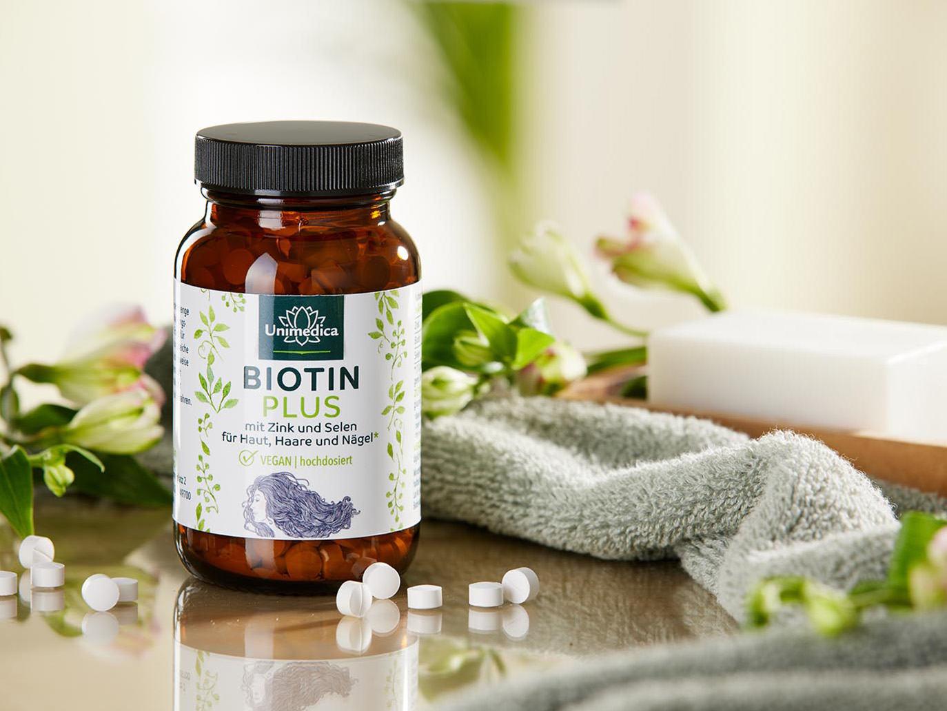 Biotin Plus mit Selen und Zink* - für Haut, Haare und Nägel - ultra hochdosiert - 365 Tabletten - von Unimedica