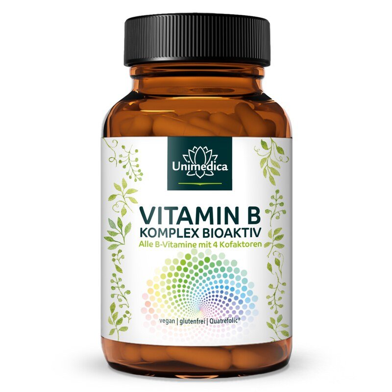 Vitamin B Komplex - bioaktiv - mit 4 Kofaktoren - hochdosiert - 180 Kapseln - von Unimedica
