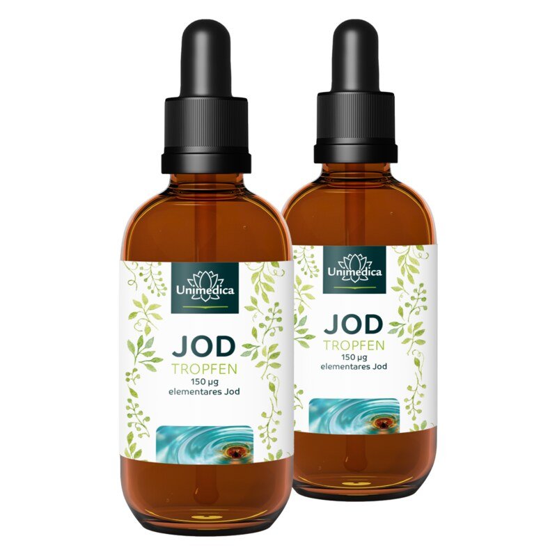 2er-Sparset: Jod Tropfen - 150 µg pro Tagesdosis - hochdosiert - vegan - 2 x 50 ml -  von Unimedica