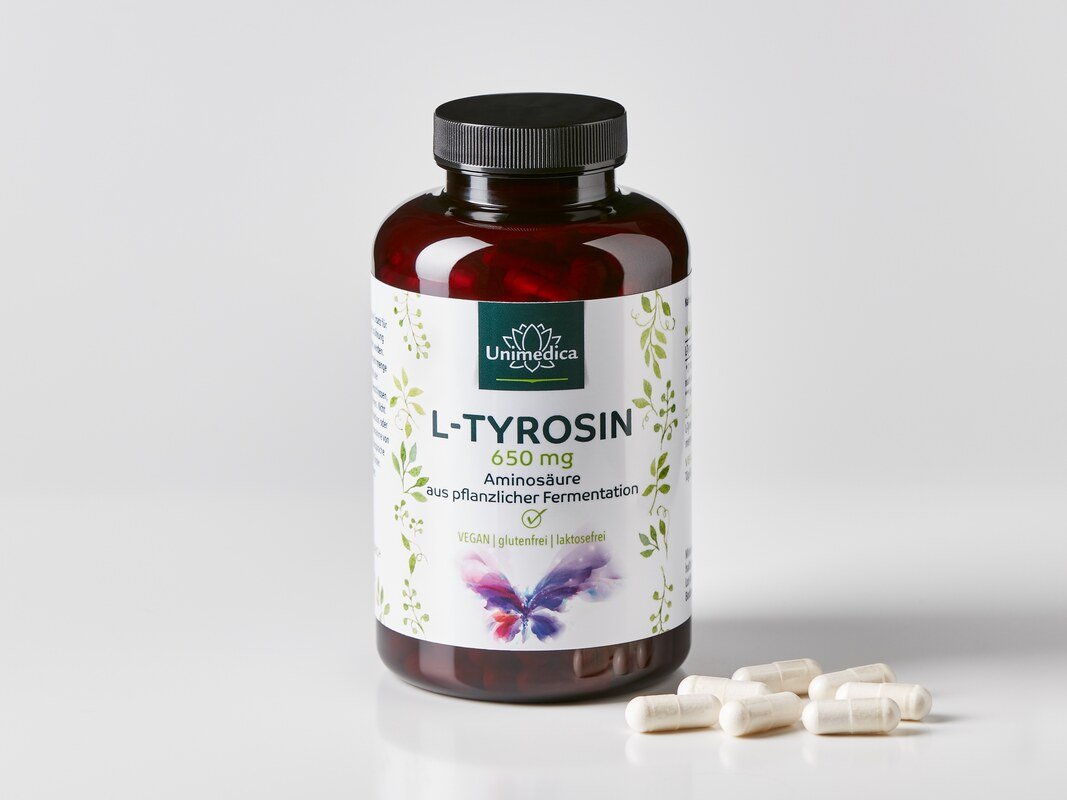 L-Tyrosin - 650 mg pro Tagesdosis - 240 Kapseln (1 Kapsel) - von Unimedica