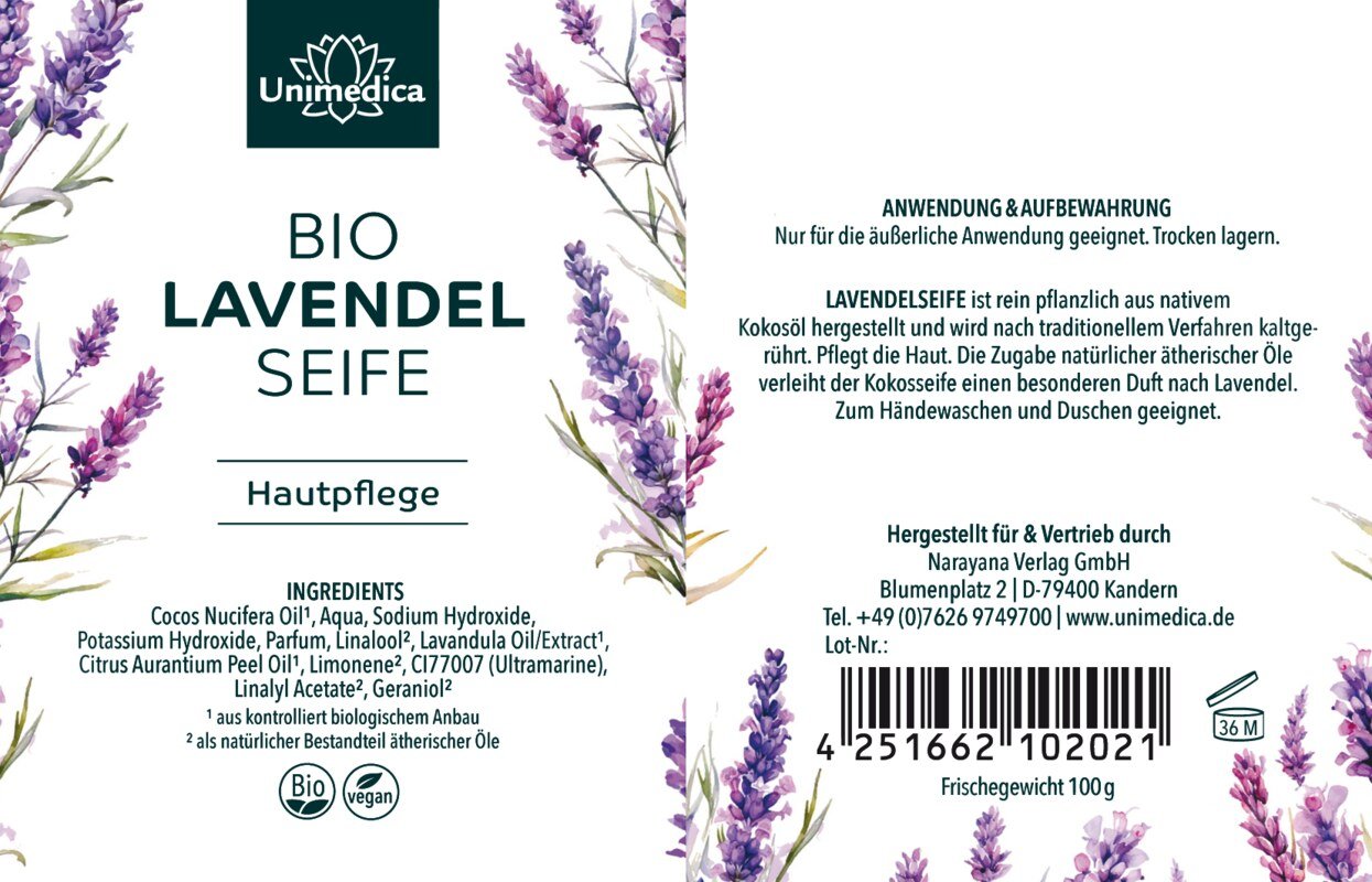 Sparset: Bio Lavendelseife 100 g & milde Haarseife 100 g - von Unimedica