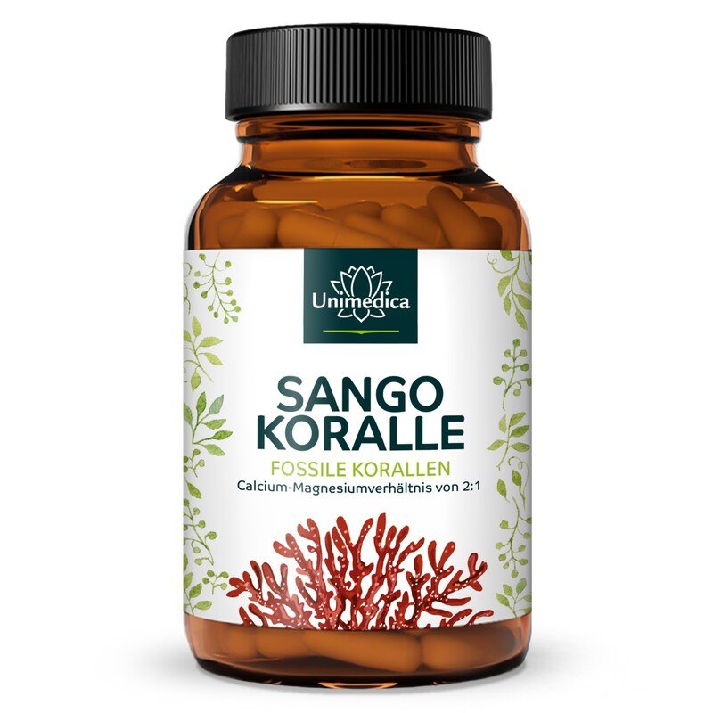 Sango Koralle - fossile Korallen aus Okinawa (Japan) - 3.300 mg pro Tagesdosis (3 Kapseln) - 180 Kapseln - von Unimedica
