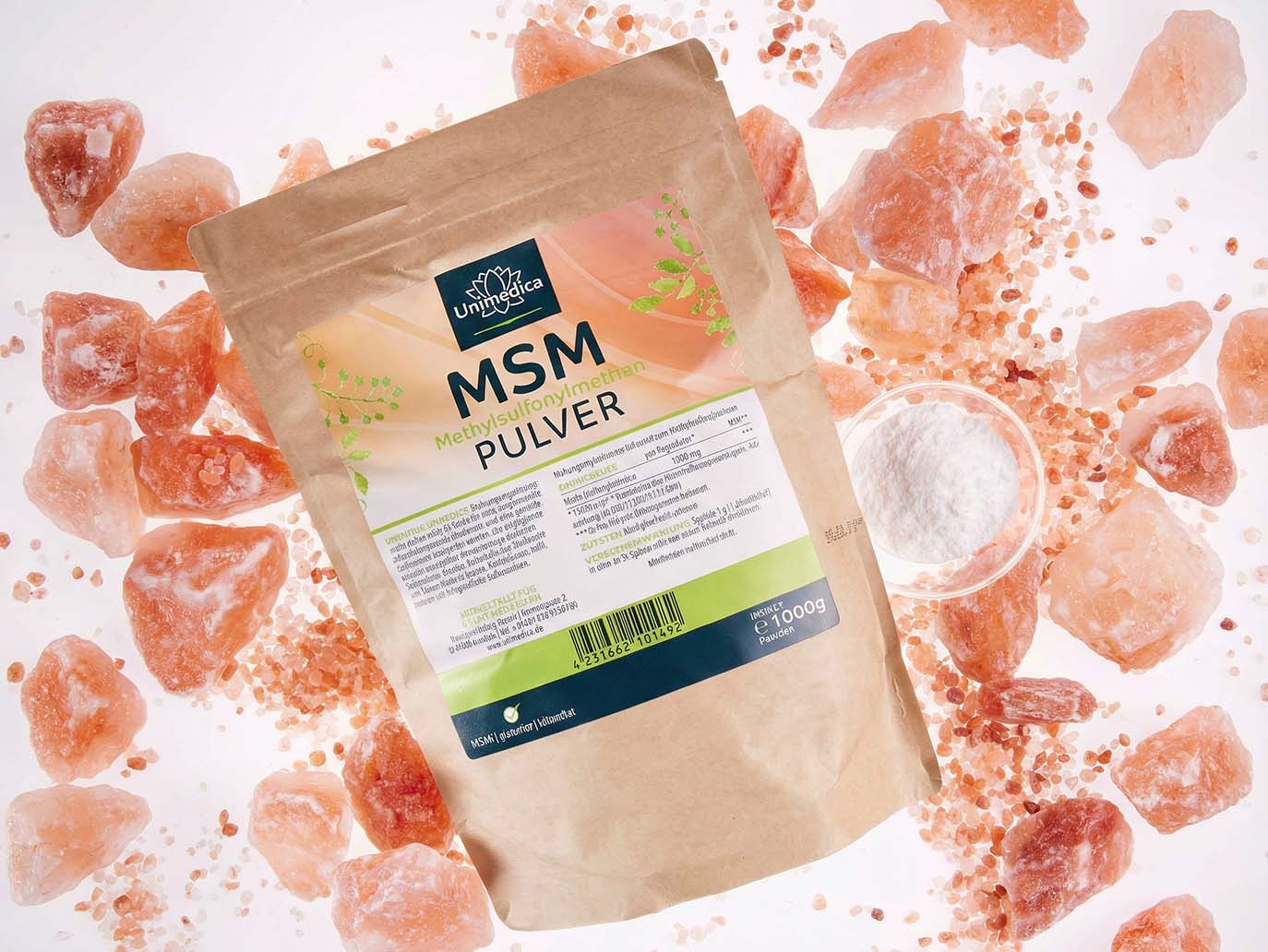MSM Pulver - 1.000 mg pro Tagesdosis (½ Messlöffel) - Reinheitsgrad 99 % - 1.000 g - von Unimedica