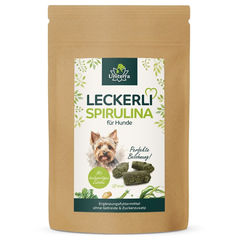 Leckerli Spirulina für Hunde - natürliche Hundesnacks mit Algen und Gemüse - Ergänzungsfuttermittel - 150 g - von Uniterra