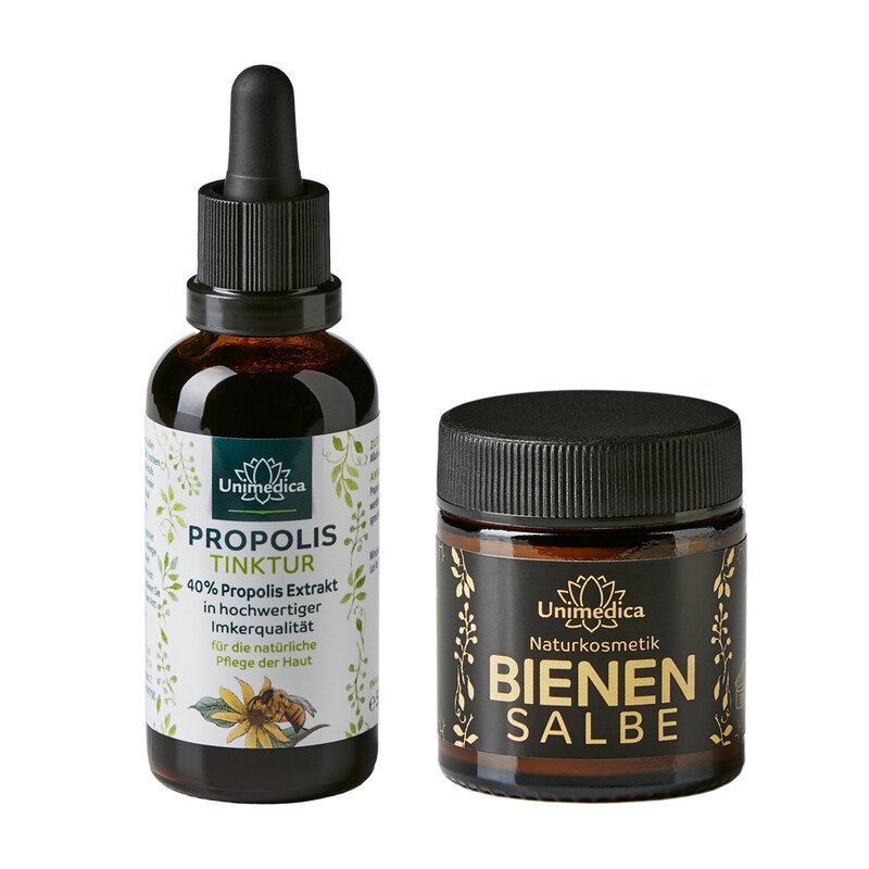 Sparset: Propolis 40 % Tinktur - 50 ml & Bienensalbe - mit Bienenwachs und Propolis - 30 ml - von Unimedica