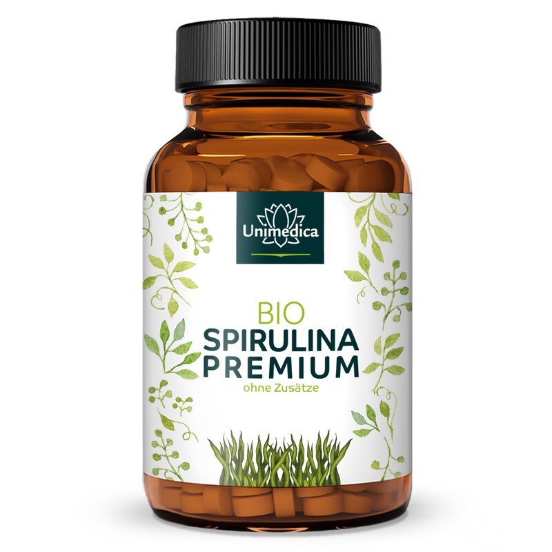 Bio Spirulina Premium - 6000 mg pro Tagesdosis (3 x 4 Tabletten) -  hochdosiert - 500 Tabletten - von Unimedica