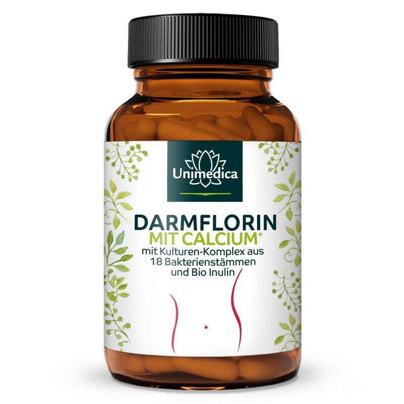 Darmflorin mit Calcium* - mit Kulturen-Komplex aus 18 Bakterienstämmen und Bio-Inulin - 180 Kapseln - von Unimedica