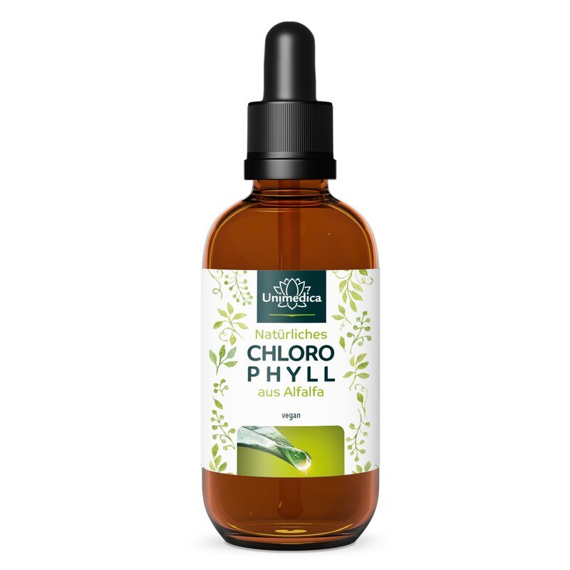 Chlorophyll Tropfen - aus Alfalfa - 200 mg pro Tagesdosis (3 x 20 Tropfen) - 50 ml - von Unimedica