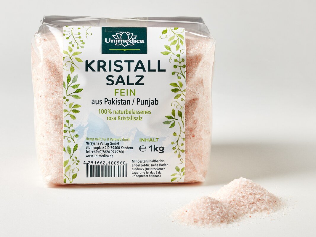 Kristallsalz (bekannt als Himalaya-Salz)  fein - 1 kg - von Unimedica