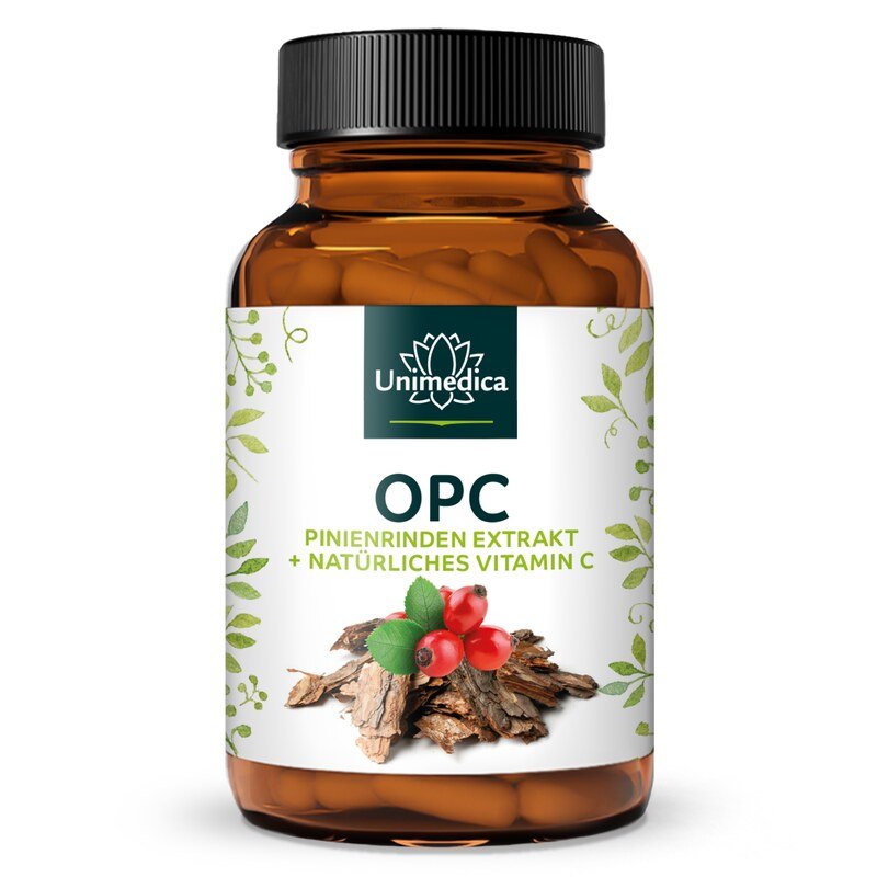 OPC Pinienrinden Extrakt + Vitamin C - 500 mg Pinienrinden-Extrakt pro Tagesdosis (1 Kapsel) - davon 200 mg OPC - 120 Kapseln - von Unimedica