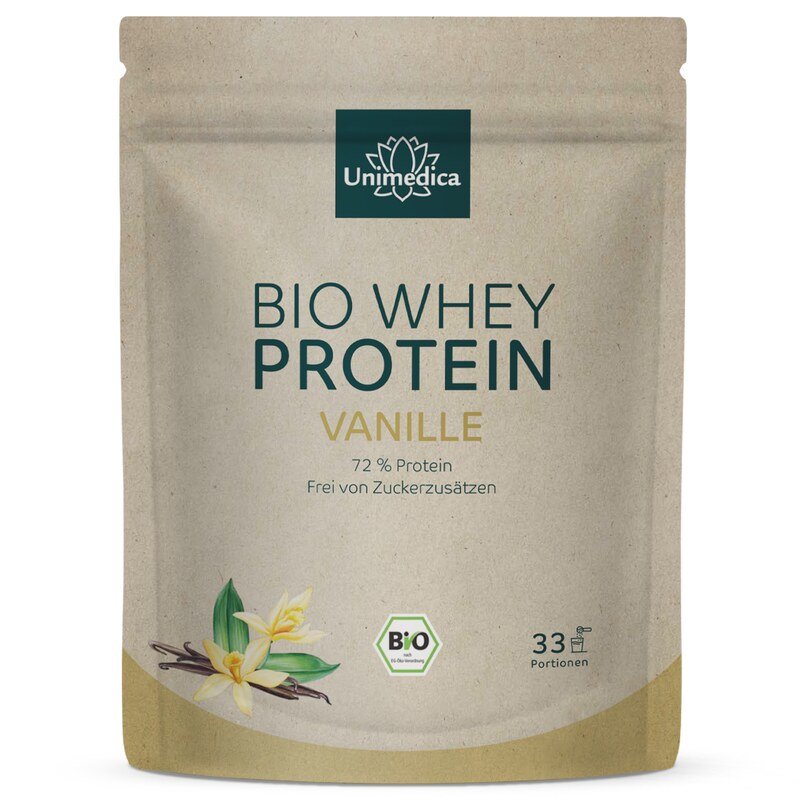Bio Whey Protein - Vanille - 72 % Protein - 1 kg - von Unimedica