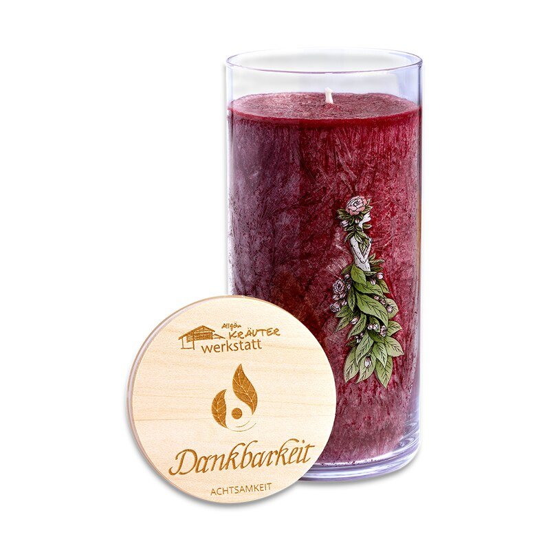 Heilkräuter Kerze Dankbarkeit - Allgäu Kräuterwerkstatt