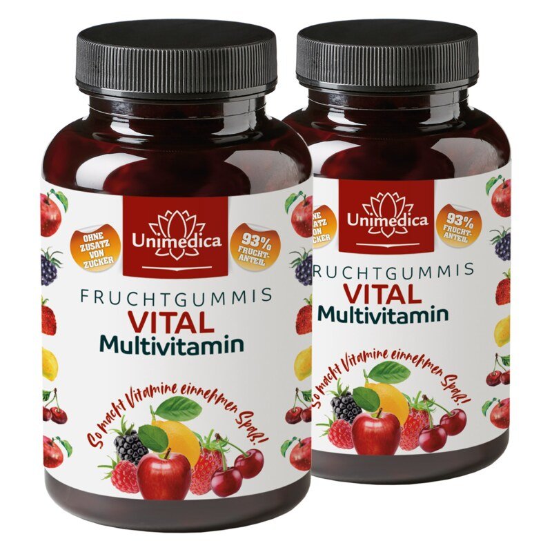 2er-Sparset: Vital - Multivitamin - Fruchtgummis - vegan - 2 x 60 Gummis - von Unimedica