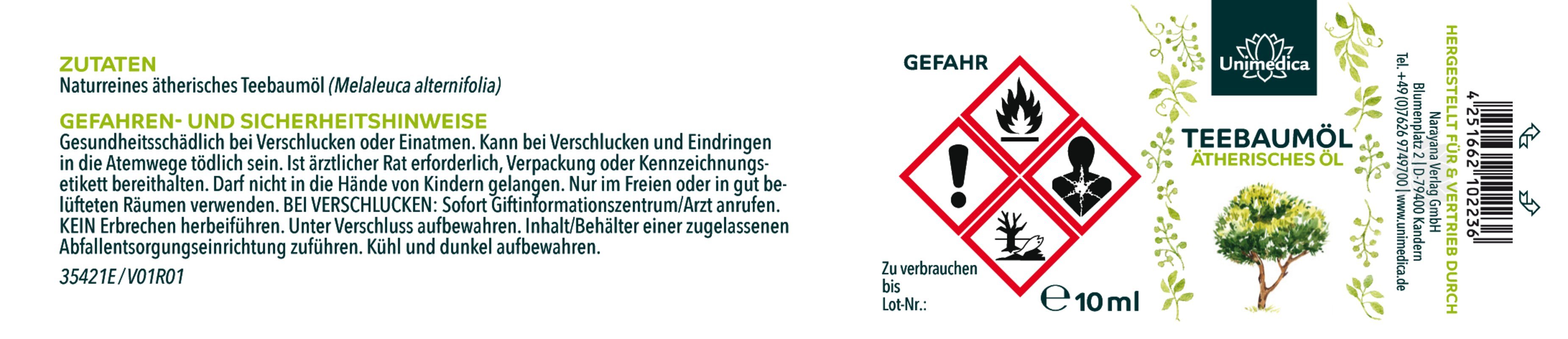 Teebaumöl- ätherisches Öl - 10 ml - von Unimedica