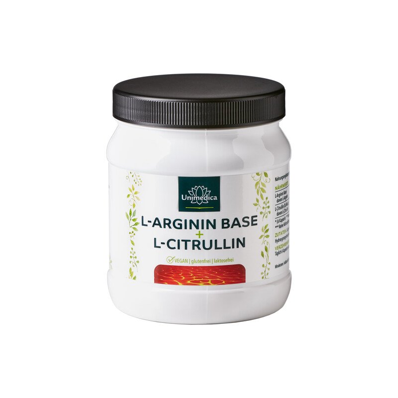 L-Arginin Base + L-Citrullin - 2.700 mg L-Arginin Base pro Tagesdosis (6 Kapseln) - 320 Kapseln - von Unimedica