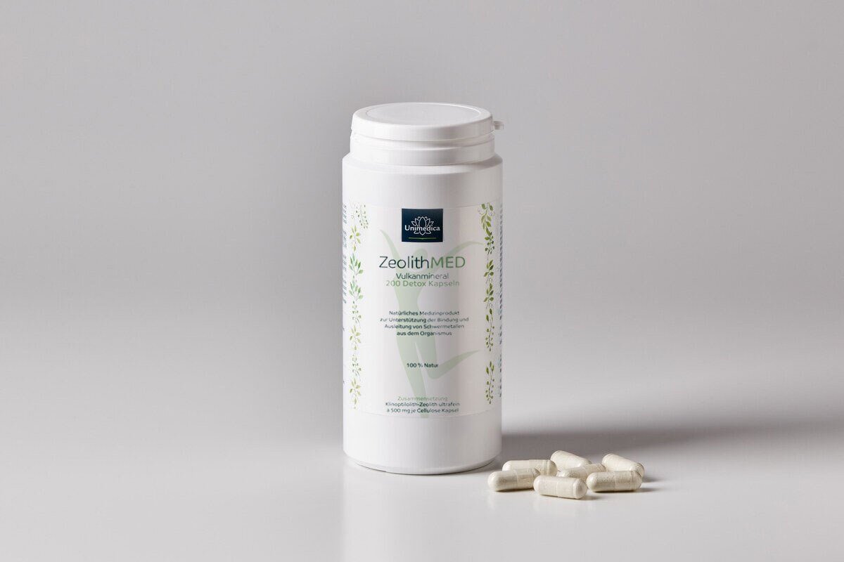 Zeolith MED Detox - 1000 mg reines Klinoptilolith-Zeolith pro Tagesdosis (2 Kapseln) - 200 Kapseln - von Unimedica