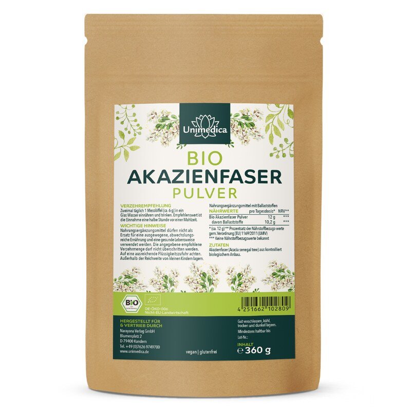Bio Akazienfaser Pulver - 360 g - von Unimedica