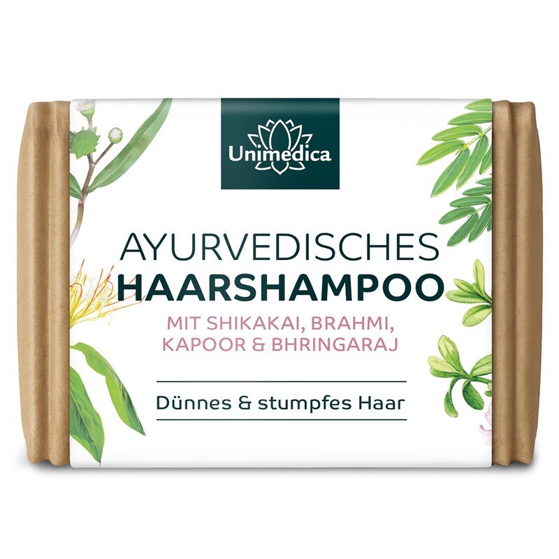 Ayurvedisches Haarshampoo - mit 4 traditionellen Ayurveda-Heilpflanzen - für dünnes & stumpfes Haar - 100 g - von Unimedica
