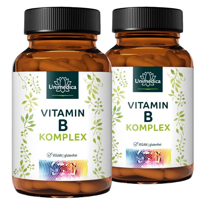 2er-Sparset: Vitamin B Komplex - hochdosiert - 2 x 180 Kapseln - mit Kofaktoren - von Unimedica
