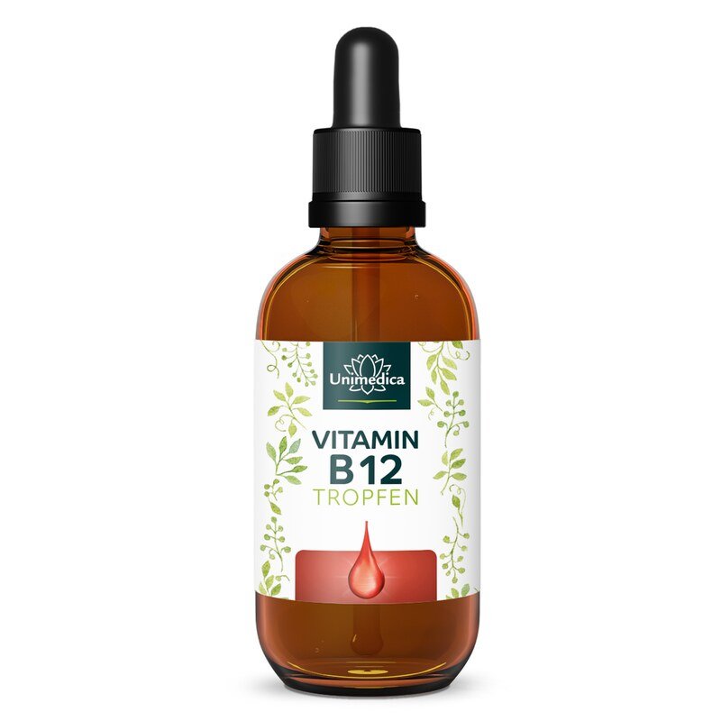 Vitamin B12 Tropfen - mit 500 µg Vitamin B12 pro Tagesdosis (2 Tropfen) -  ohne Alkohol -  VEGAN - 50 ml - von Unimedica